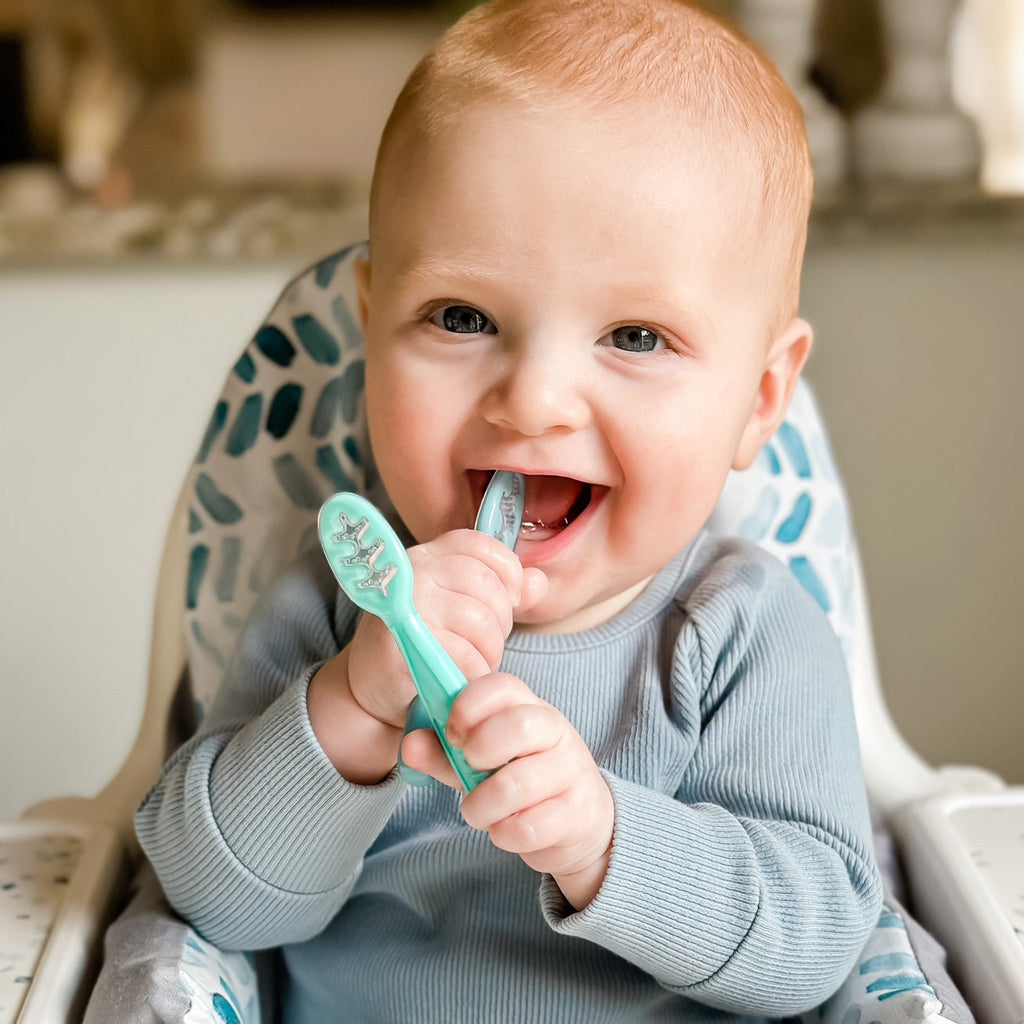 Baby's First Spoons | Aqua, Grey, & Blue